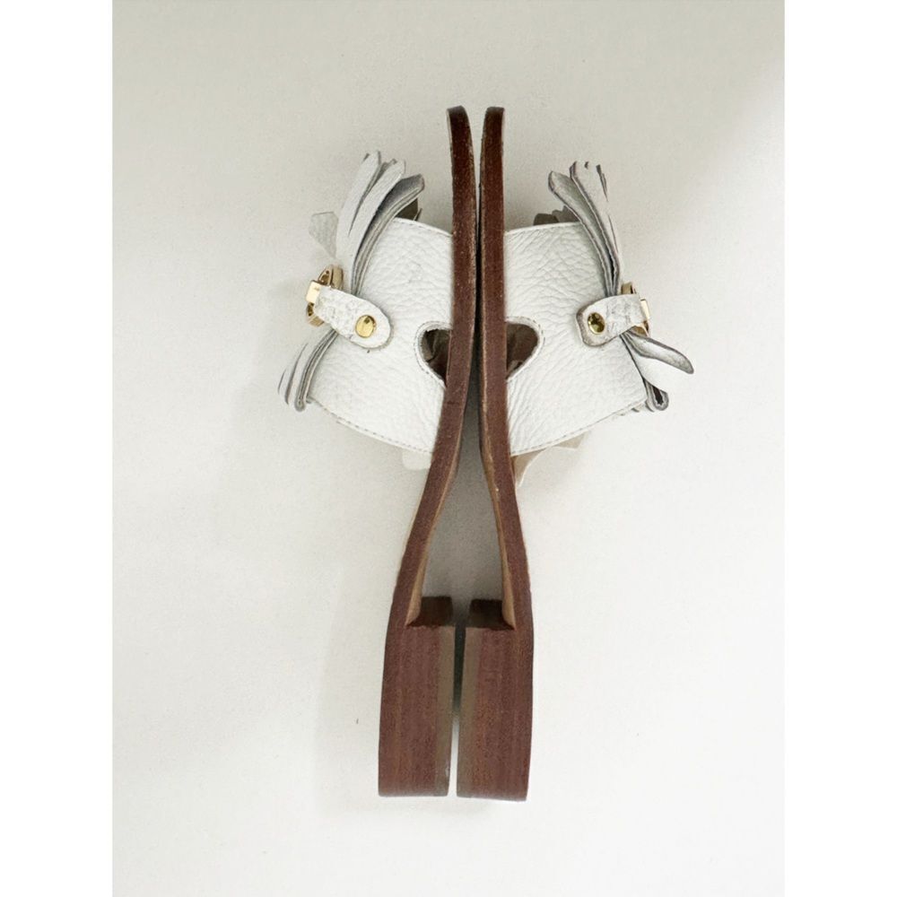 Kate Spade Brie White Leather Fringe Slide Sandal Size 7 - Picture 10 of 12